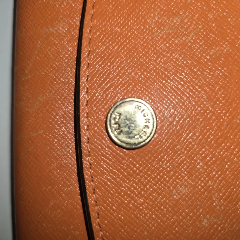 Michael Kors Orange Saffiano Leather Cl Wallet with Gold Snap